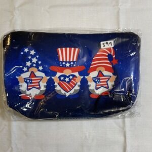 The Pouch Cosmetic Bag Unisex Small Blue NEW Patriotic Gnomes 4th of July